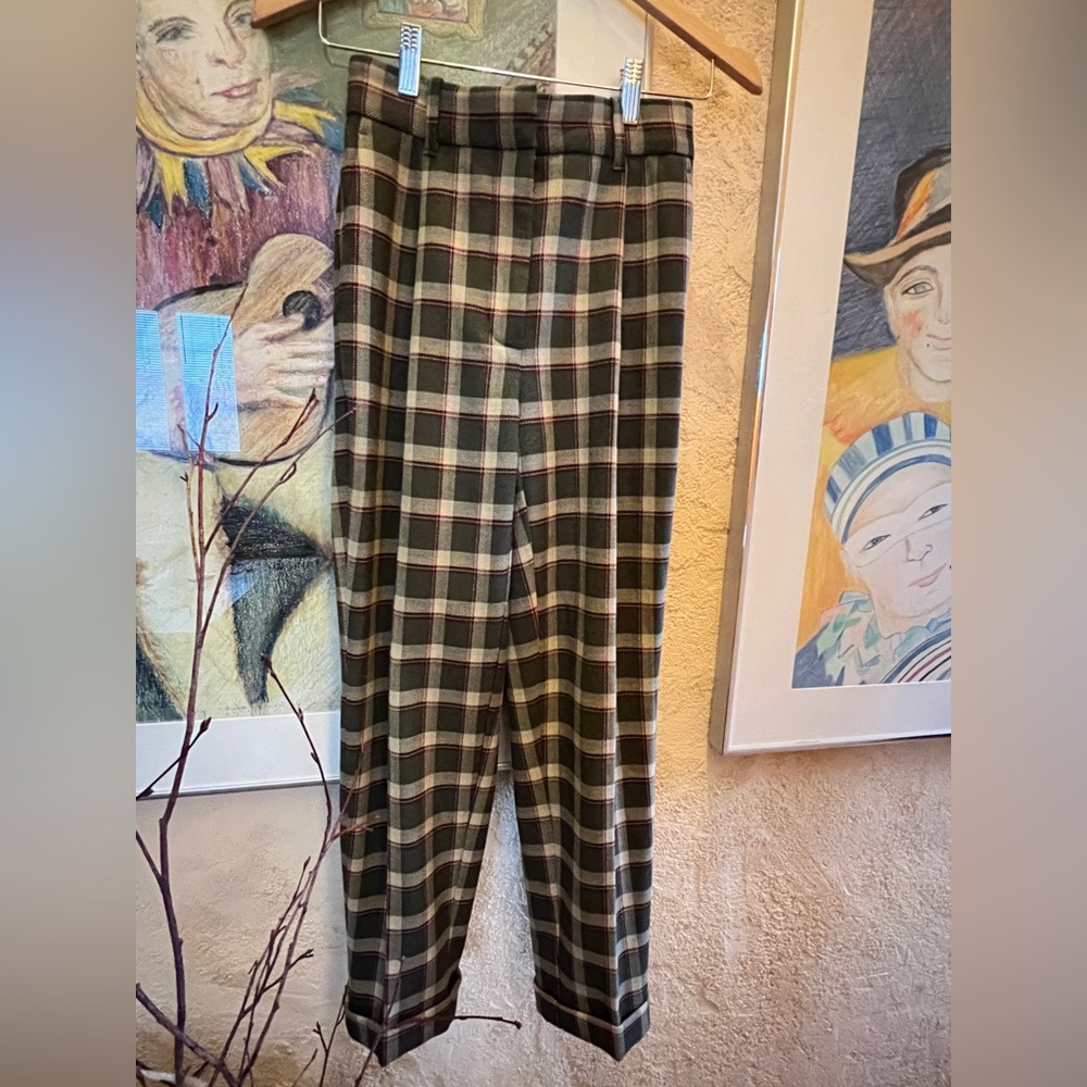 Wilfred Plaid Pants in Green and Brown